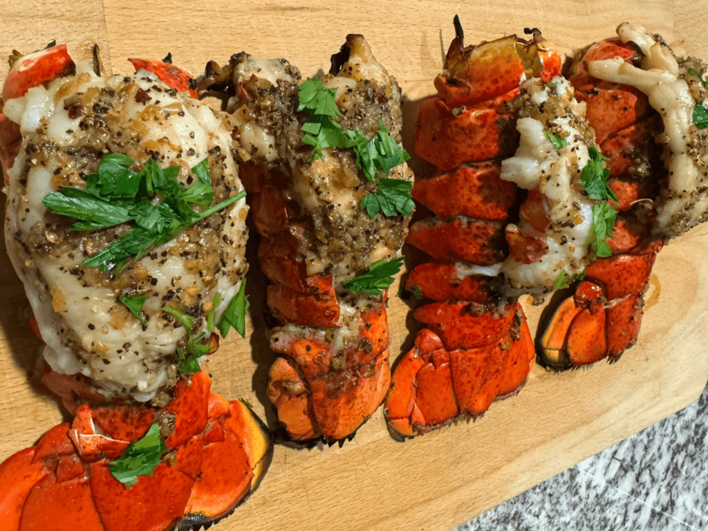 Photo of cooked grilled lobster tails