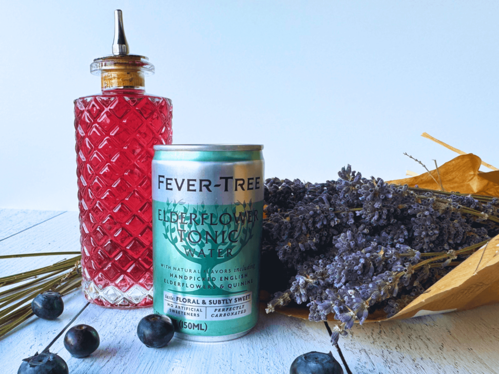 photo of lavender simple syrup and elderflower infused tonic water
