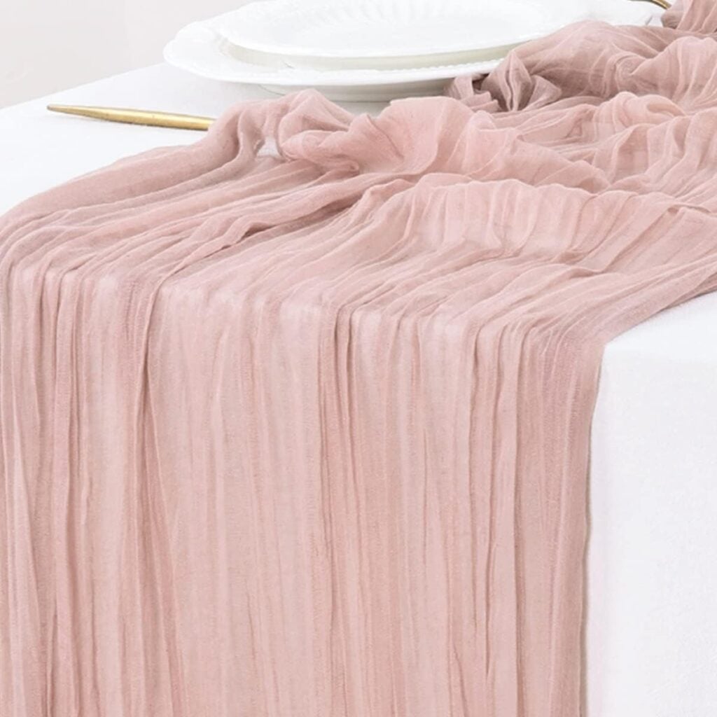 Socomi Cheesecloth Table Runner 10ft Gauze Boho Rustic Dusty Pink Cheese Cloth Table Runner