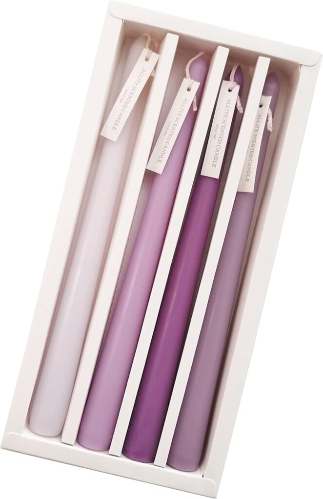 Soothing Lavender Fragrance Purple Gradient Color Scented Taper Candles Smokeless