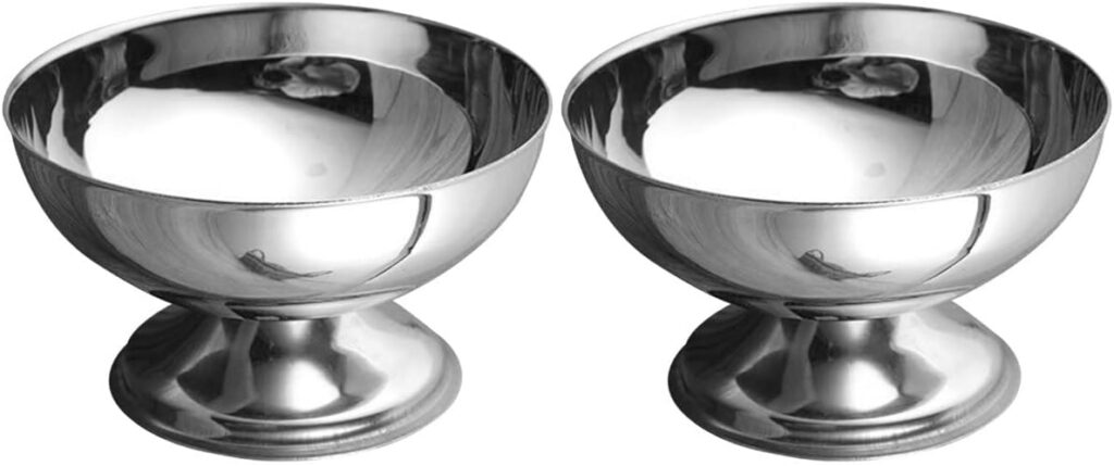 photo of stainless steele ice cream bowl set