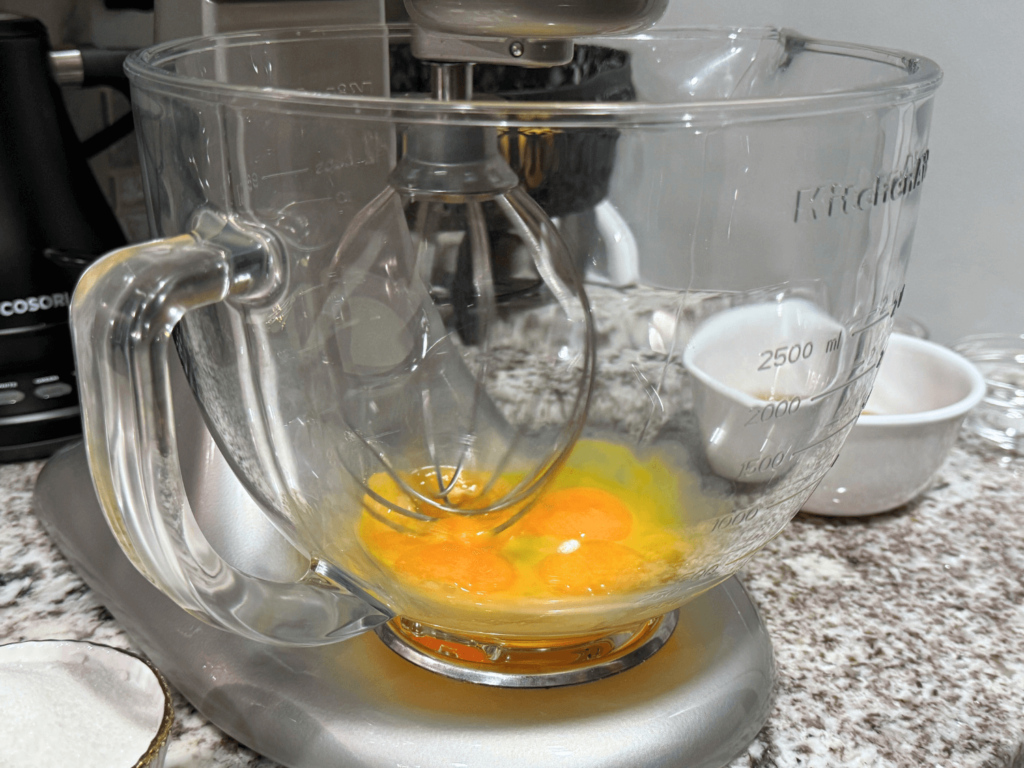 photo of eggs in a mixer