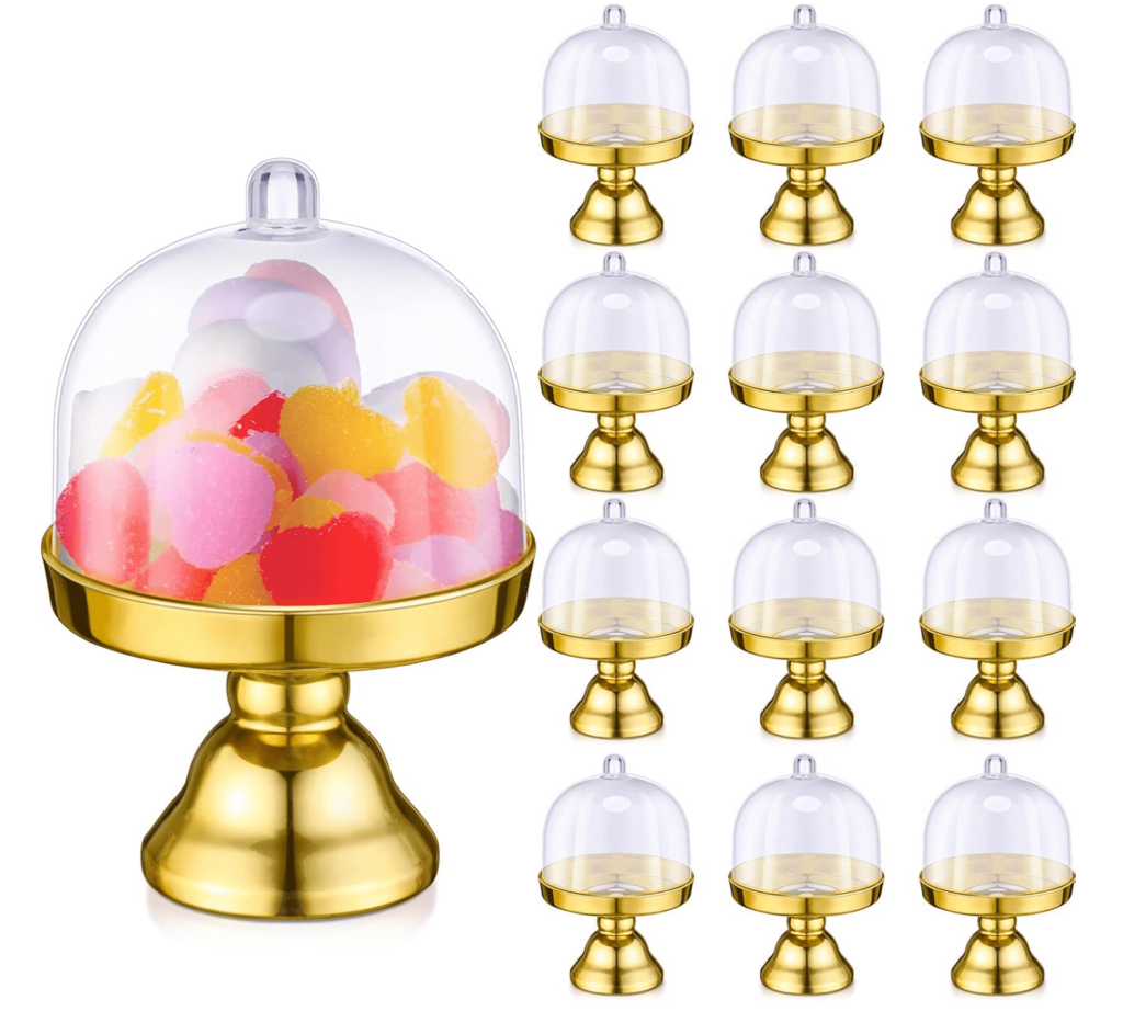 photo of gold and clear mini cake domes