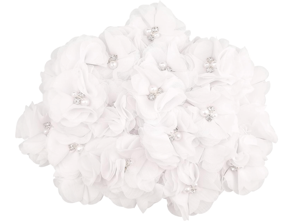 white flowers for the gift bags on a perfume party