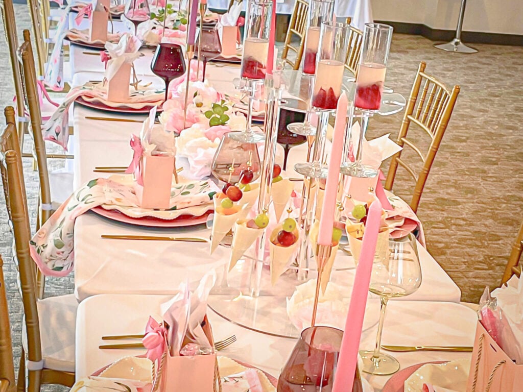 Photo of welcome drink and charcuterie cups for spring brunch party