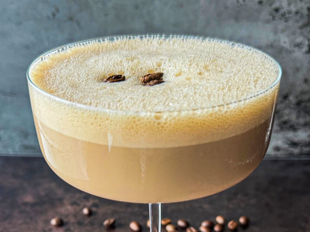 Close up photo of espresso martini with Baileys
