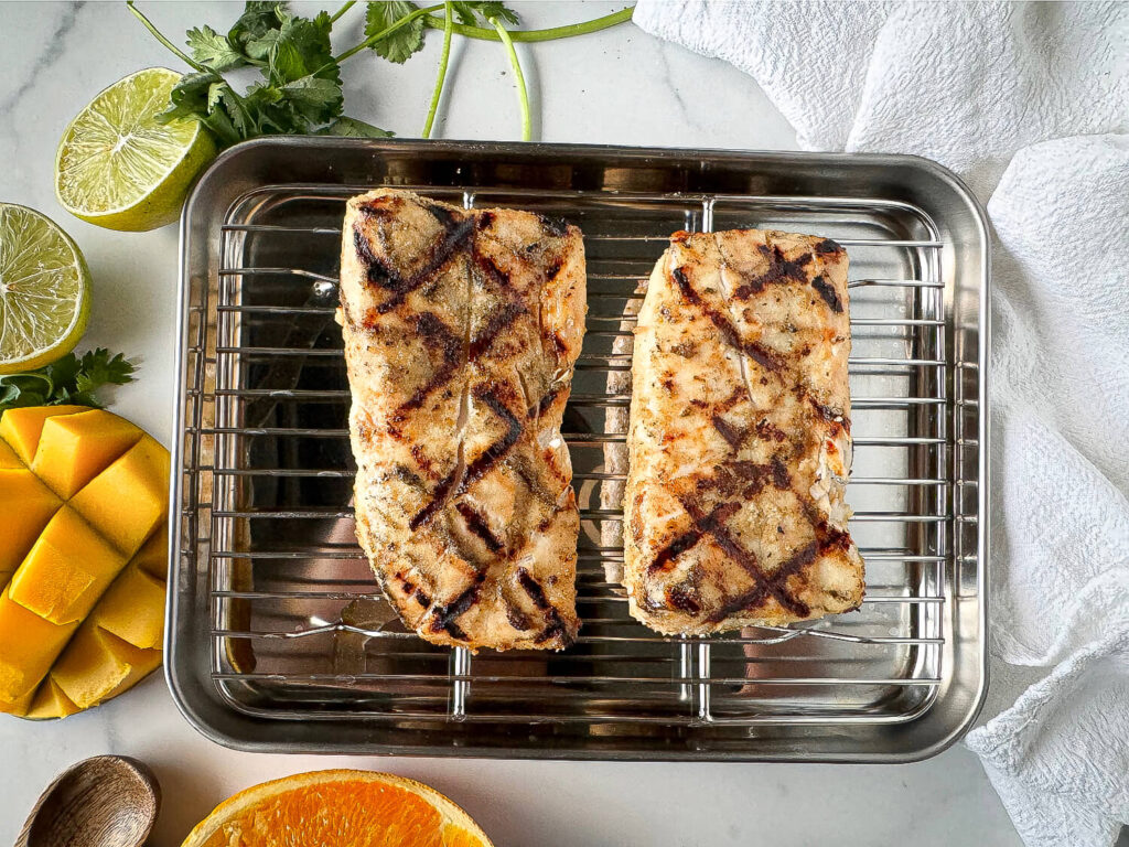 Photo of grilled fish on a pan