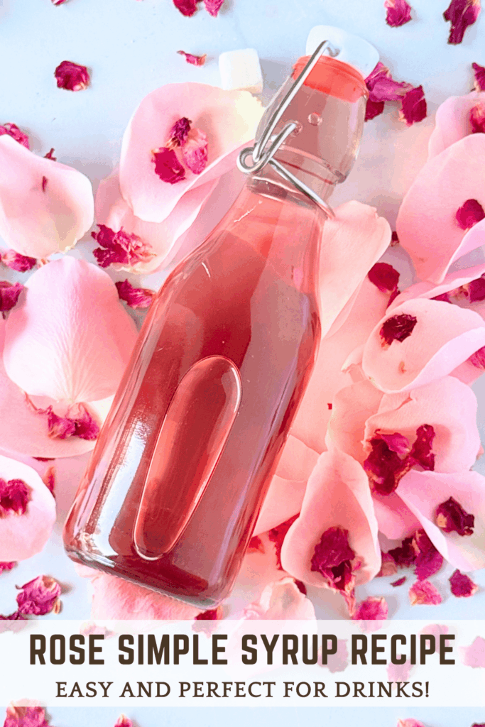 Pinterest Pin Photo of rose simple syrup