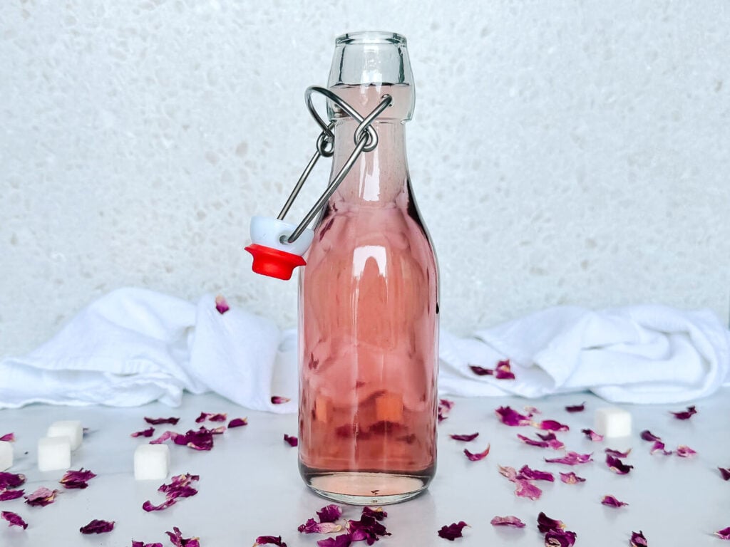 photo of rose syrup in airtight container