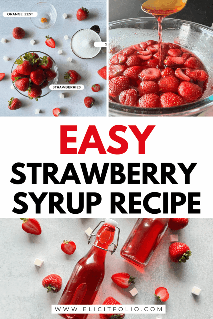 Pinterest pin of strawberry syrup