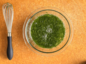 dill vinegar dressing in a bowl