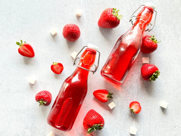 photo of two bottles of strawberry syrup