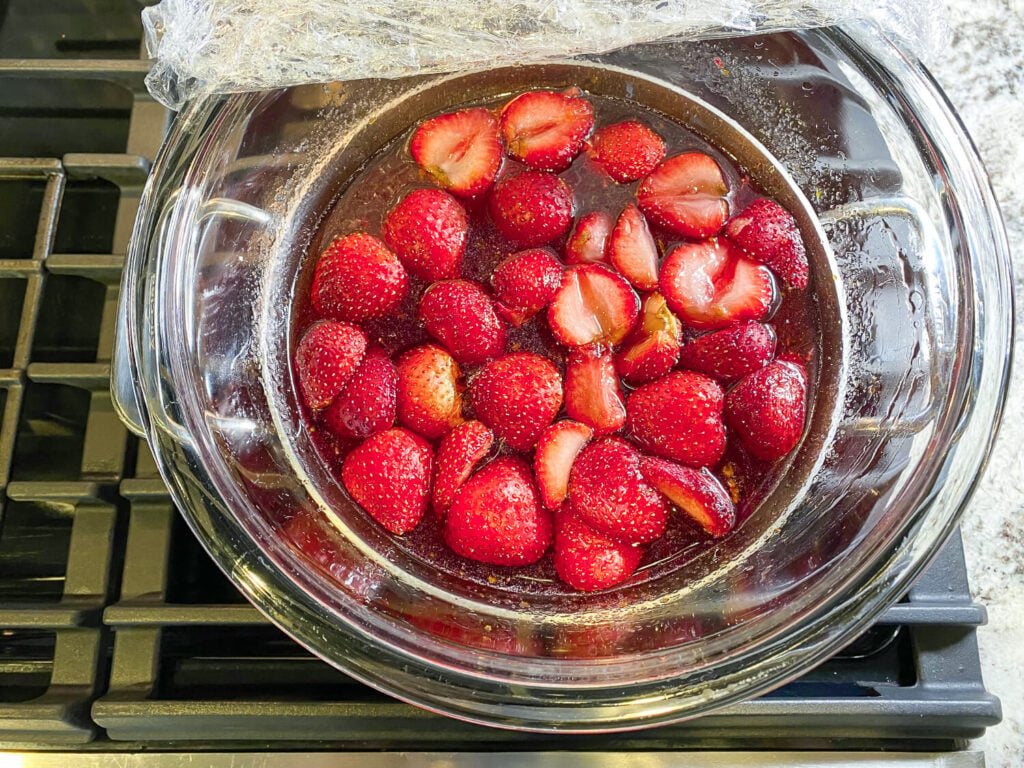 photo of strawberry syrup cooling