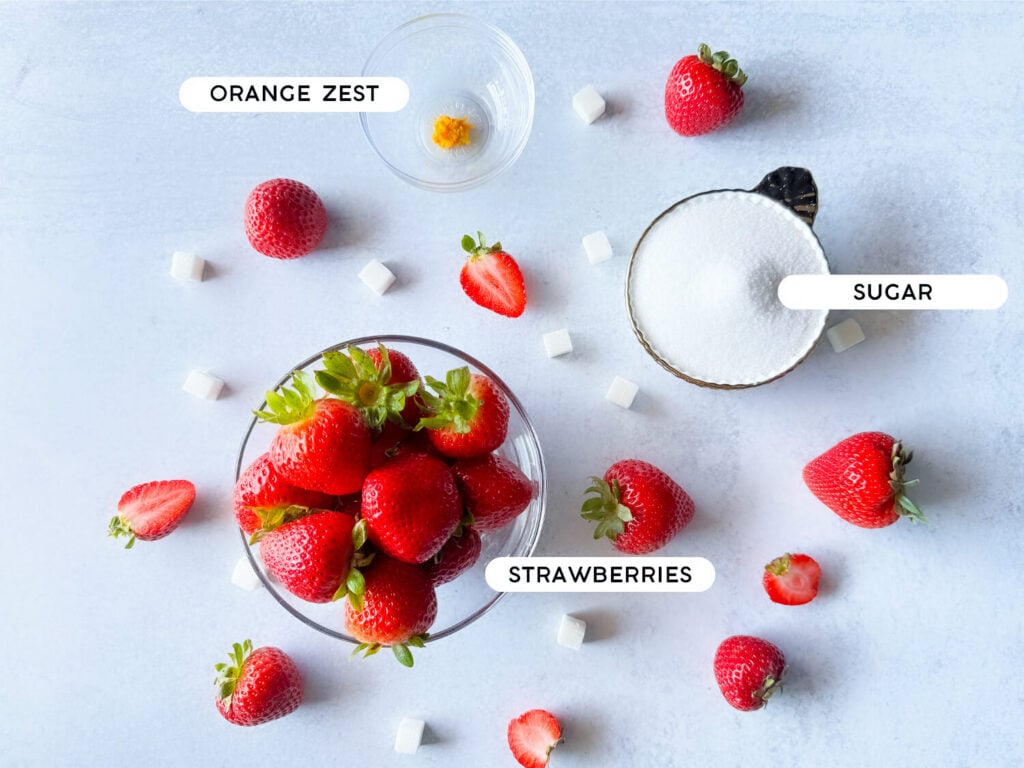 picture of strawberry syrup ingredients