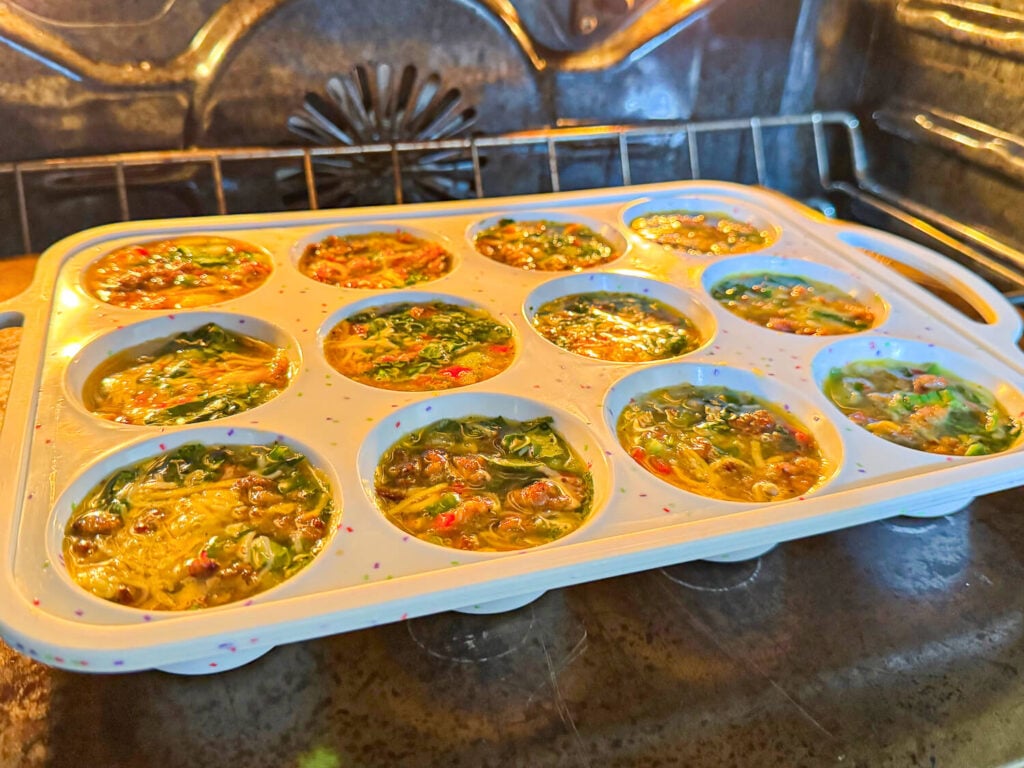 egg bites baking in the oven
