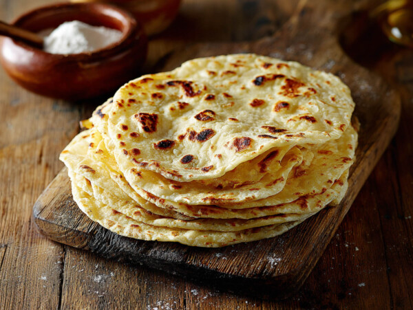 photo of cooked flour tortillas stacked on top of each other