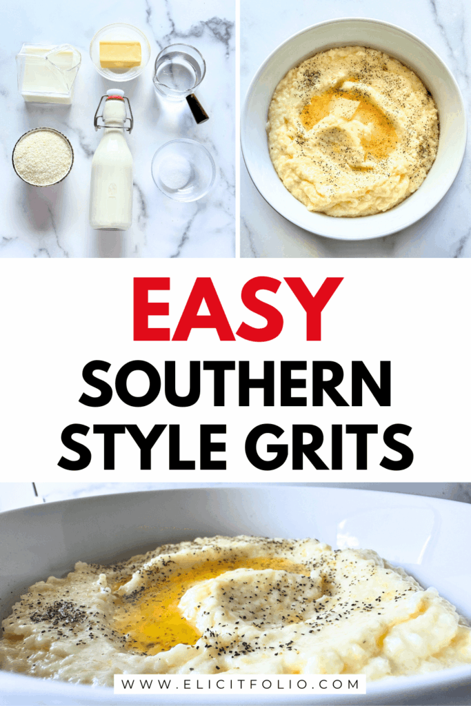 Pinterest pin for southern style grits recipe