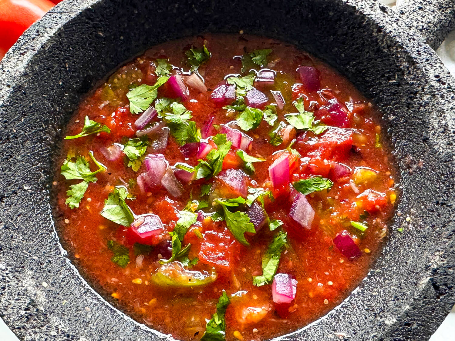 Close up photo of salsa recipe