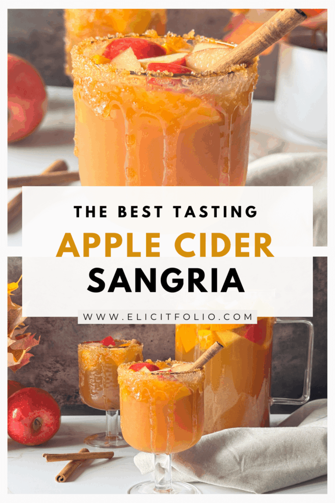 Pinterest Pin of an apple cider sangria recipe