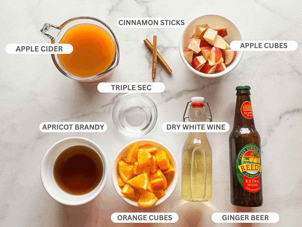 ingredients for apple cider sangria