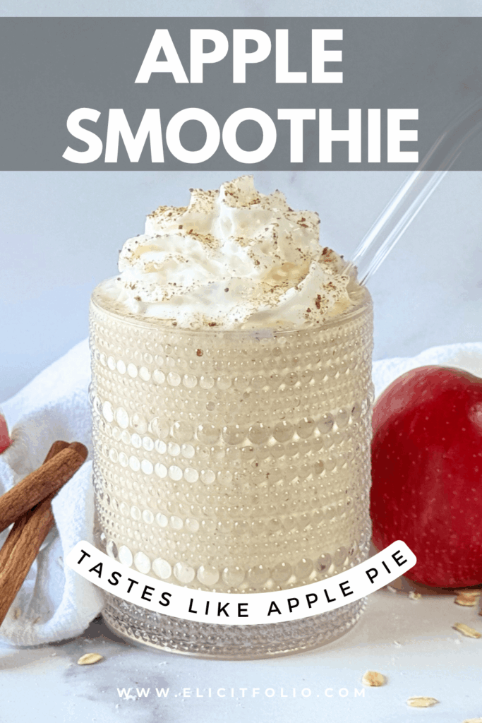 Photo of an apple smoothie with dairy free whip cream