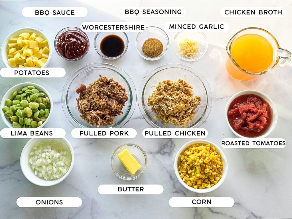 photo of all ingredients needed for Brunswick Stew