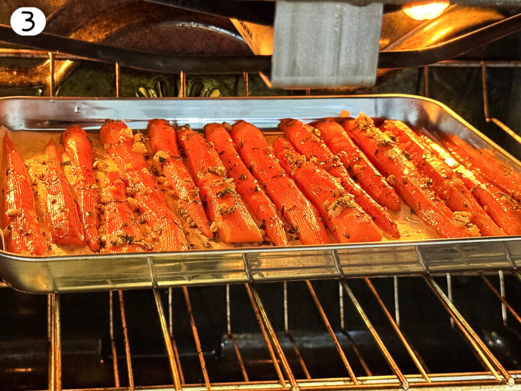 Honey Roasted Carrots baking in the oven