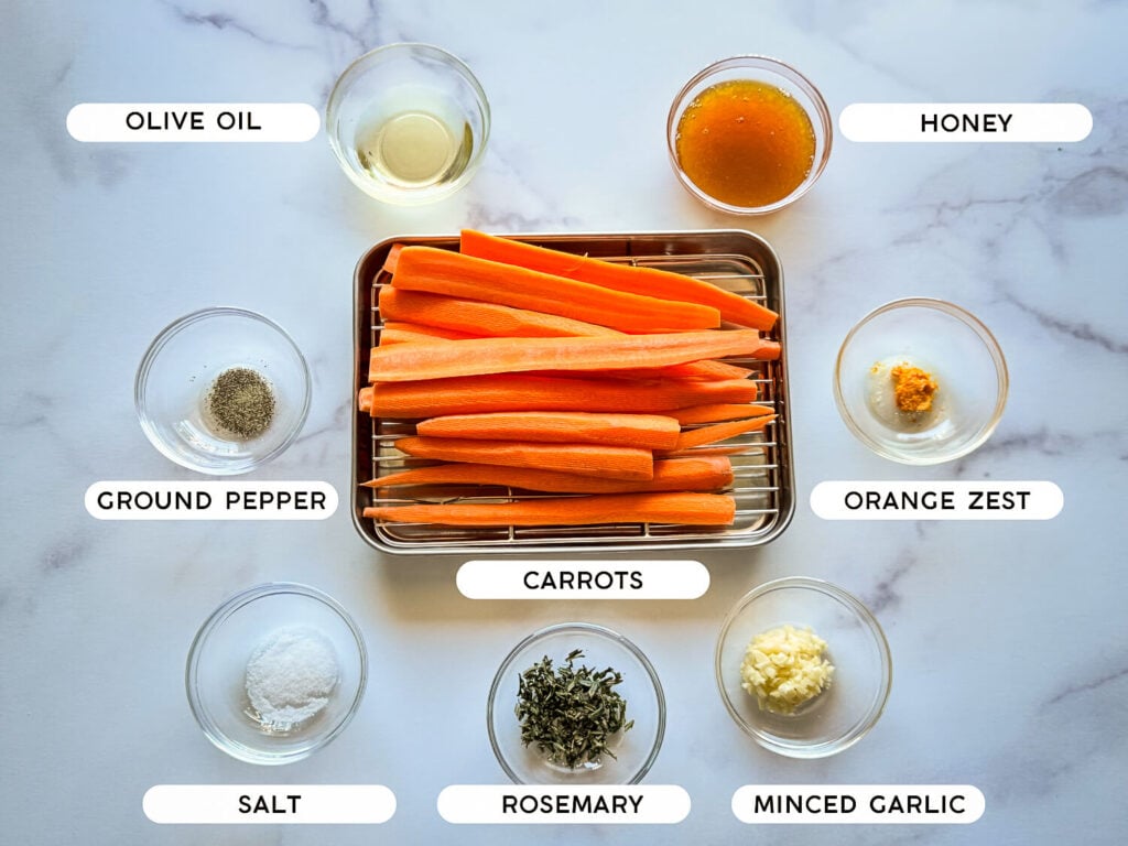 ingredients for honey roasted carrots