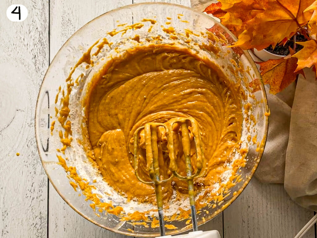 mixed ingredients for pumpkin bread