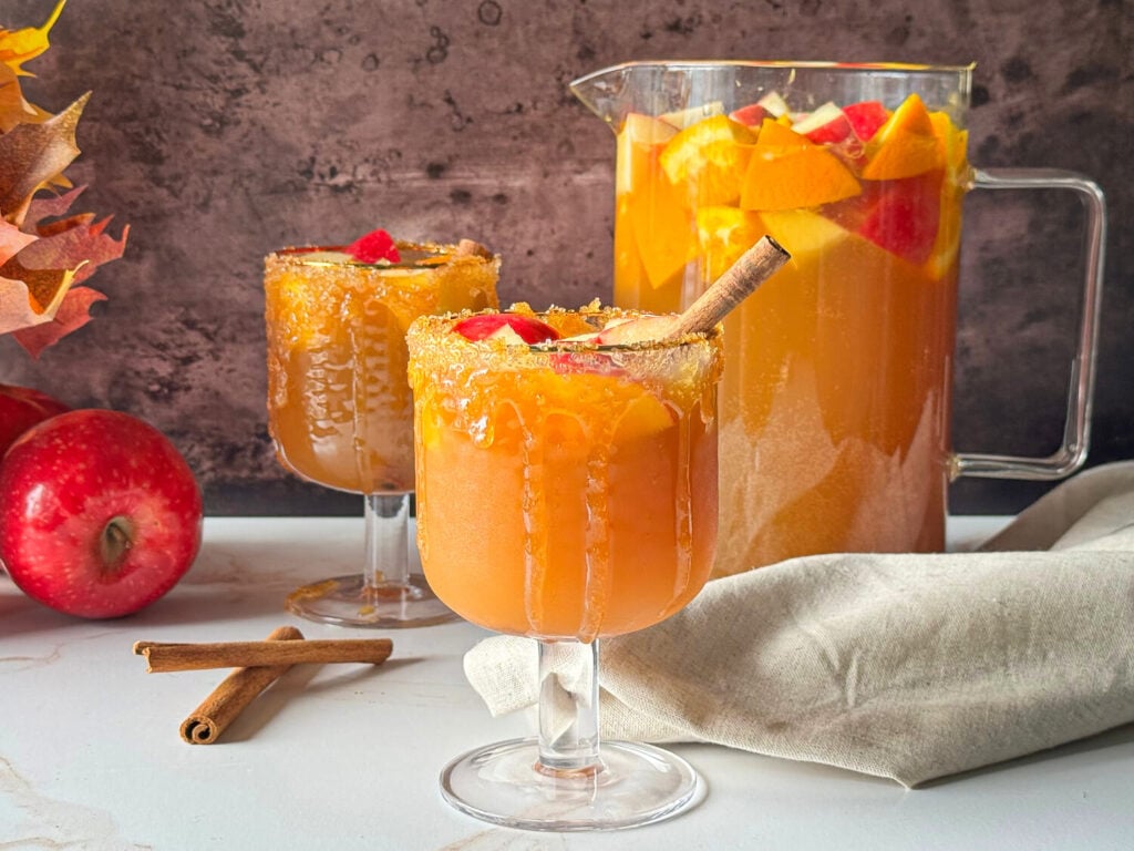 photo of two glasses of apple cider sangria