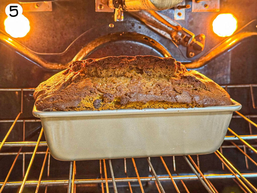pumpkin bread baking in the oven