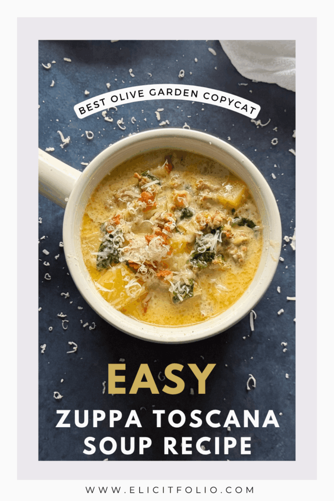 Pinterest pin for Zuppa Toscana soup