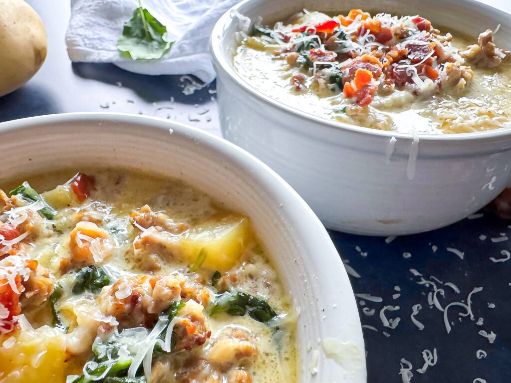 close up photos of Zuppa Toscana Olive Garden soup