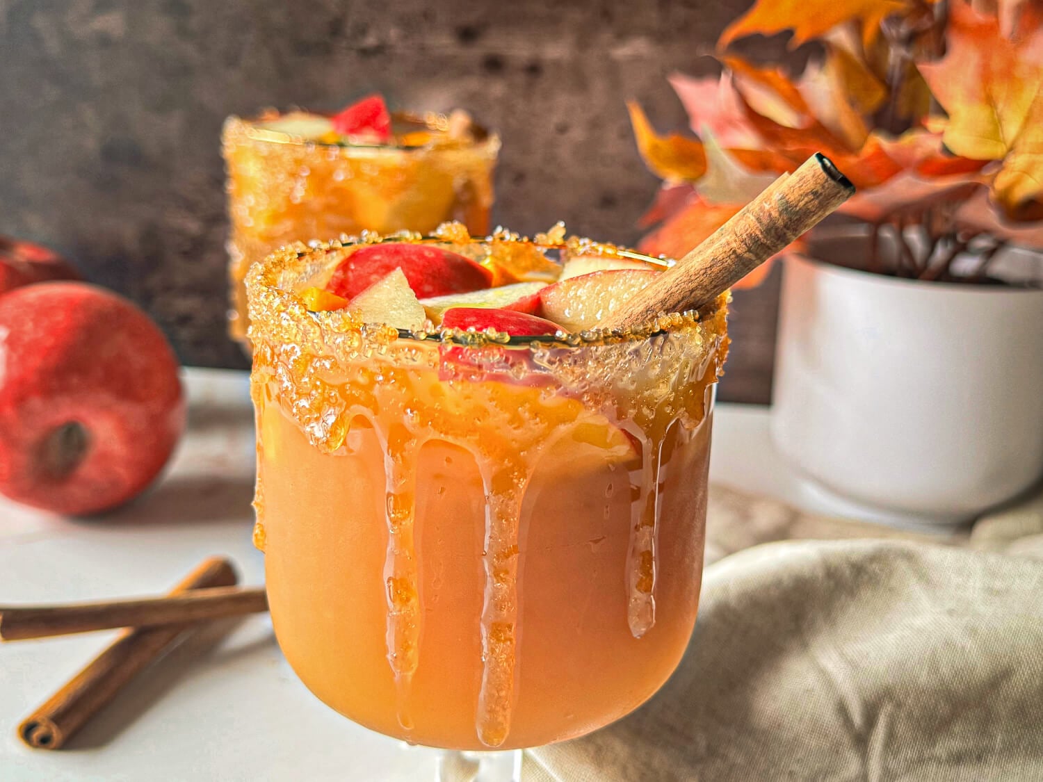 close up photo of apple cider sangria