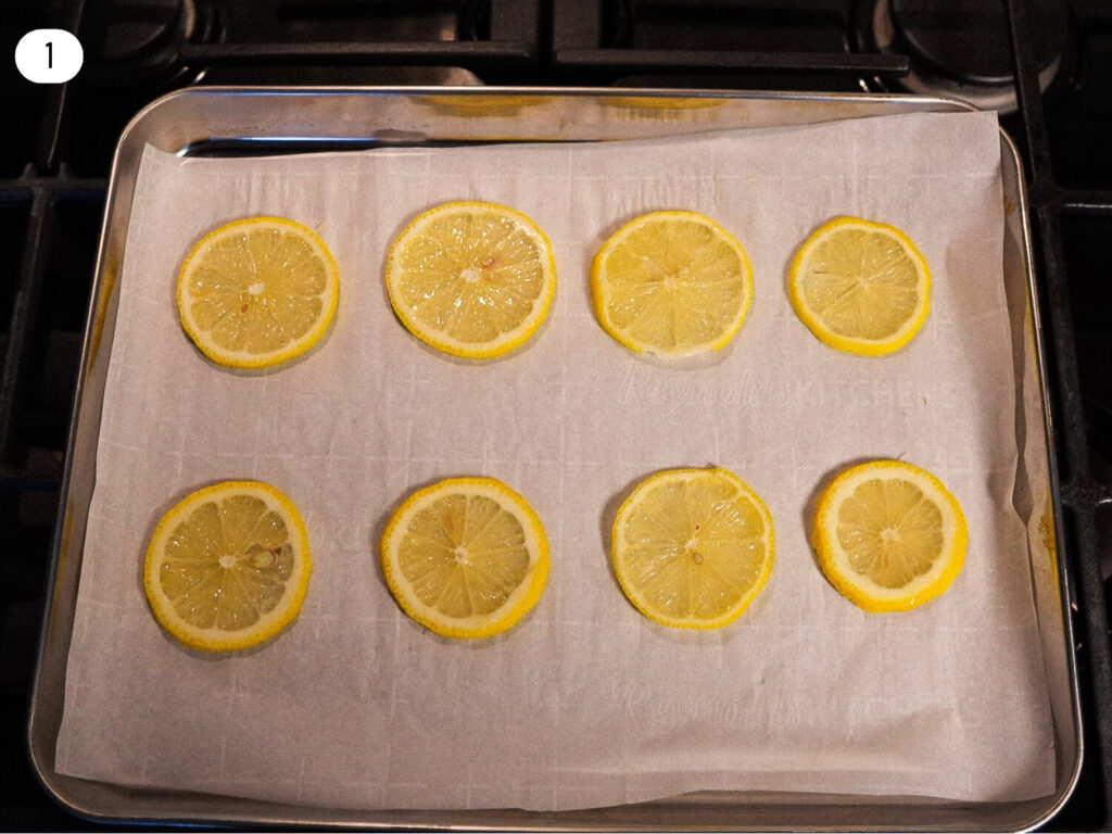 photo of lemon slices on a baking pan