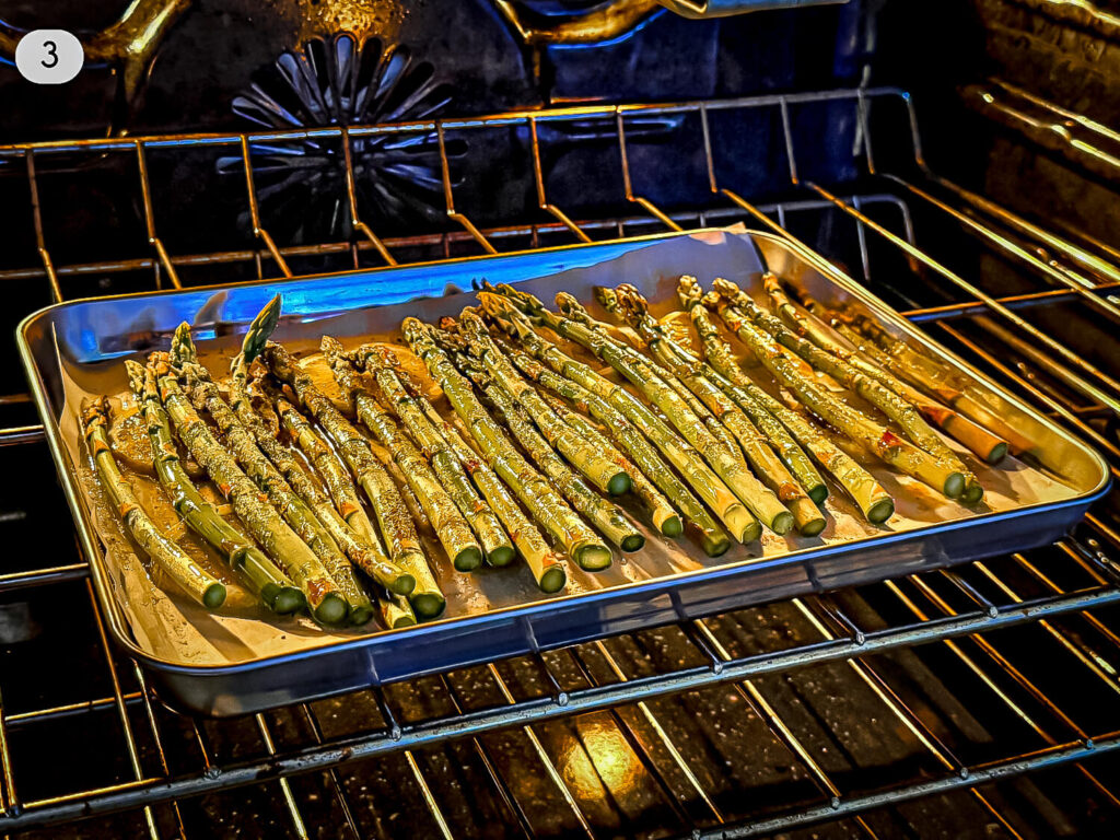 photo of Oven Roasted Asparagus in an oven