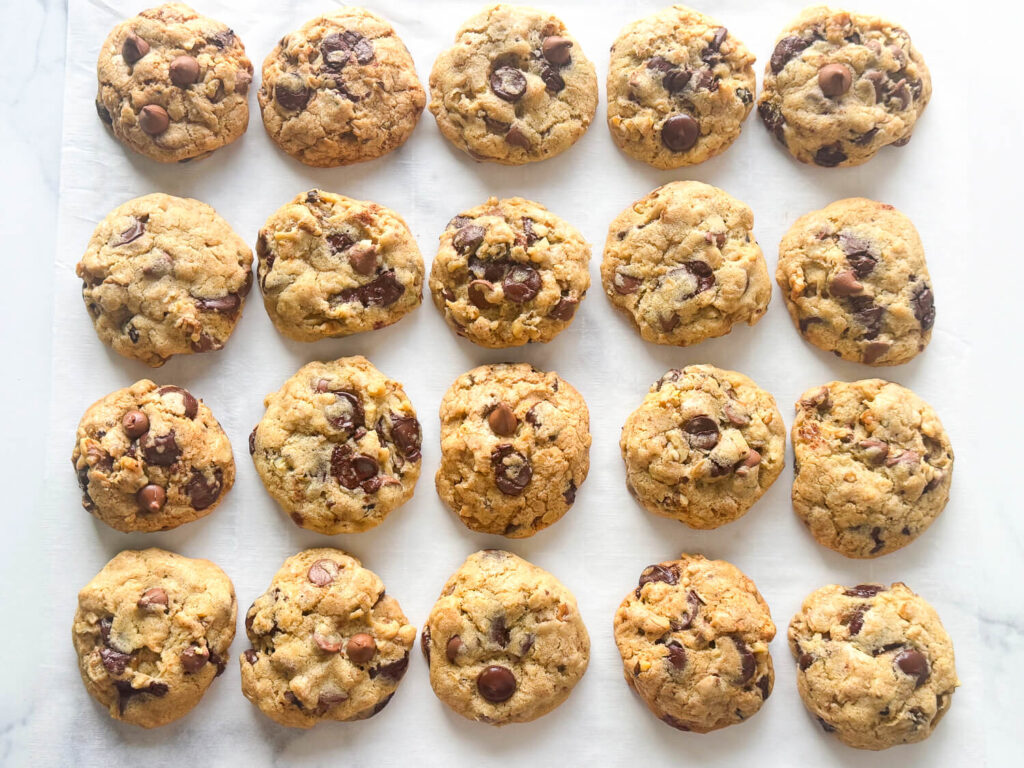 Oatmeal Chocolate Chip Cookies fresh out of the oven