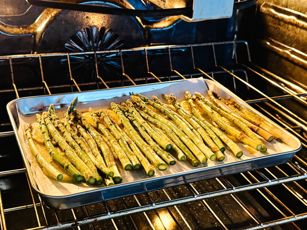 photo of Oven Roasted Asparagus in an oven