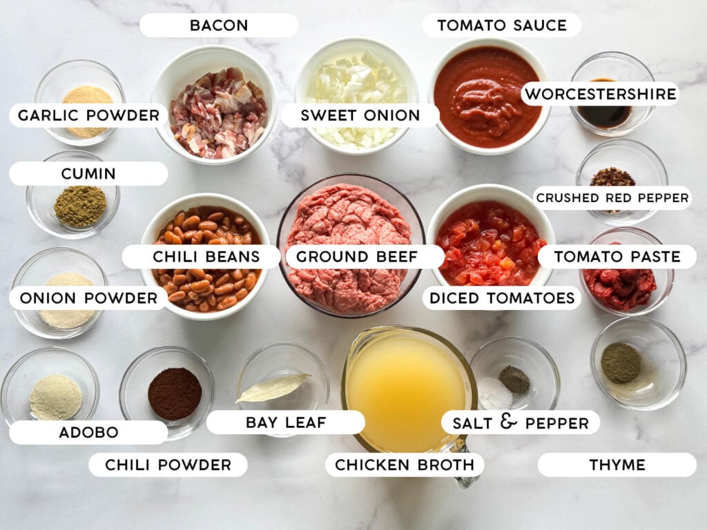photo of ingredients needed to make Classic Homemade Chili Recipe