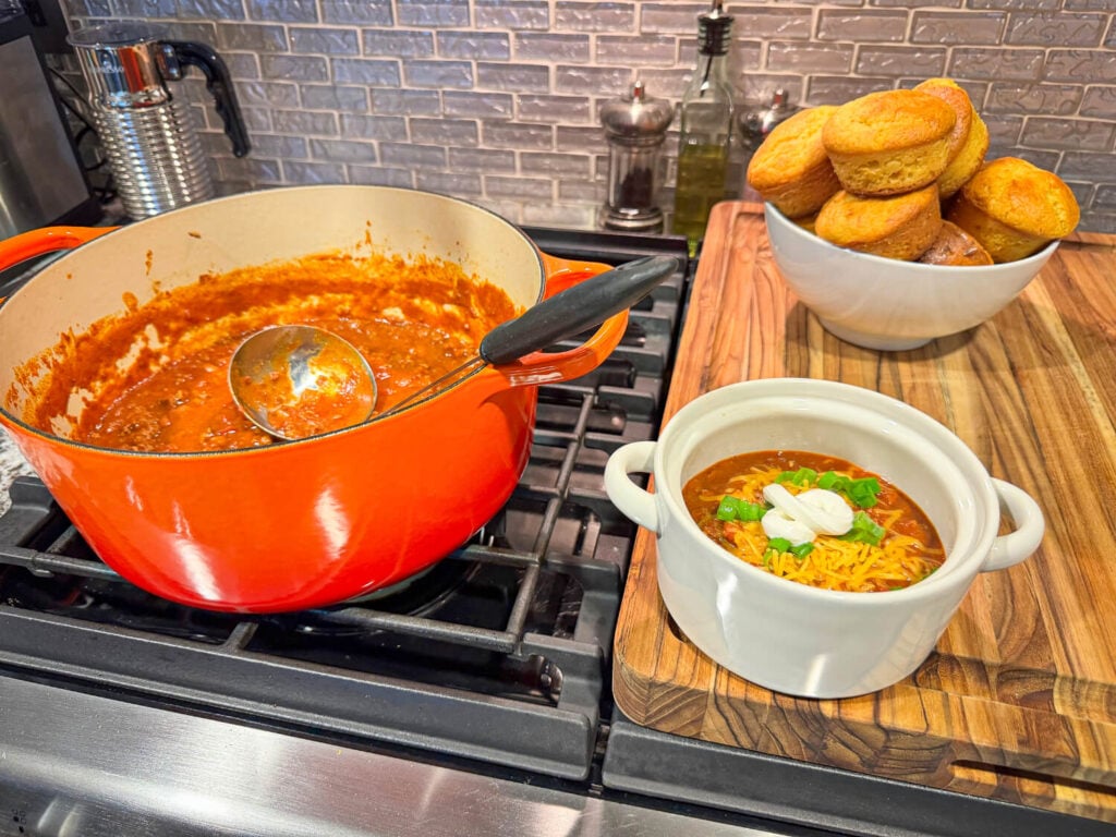 Classic Homemade Chili in the pot on the stove
