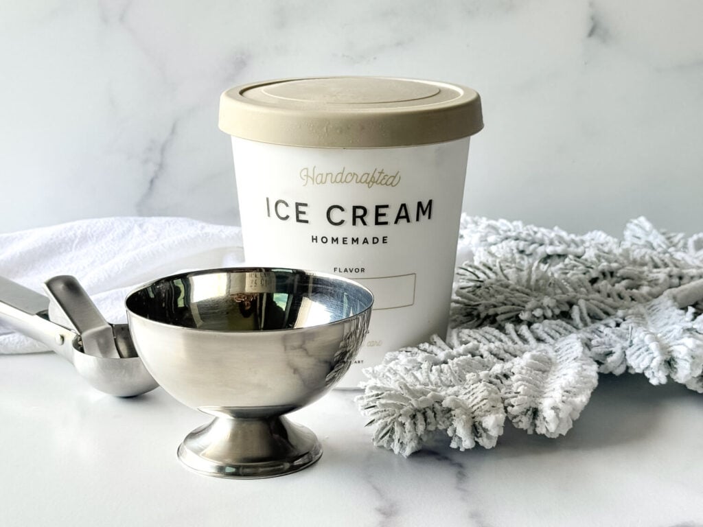 Eggnog Ice Cream in a silver bowl