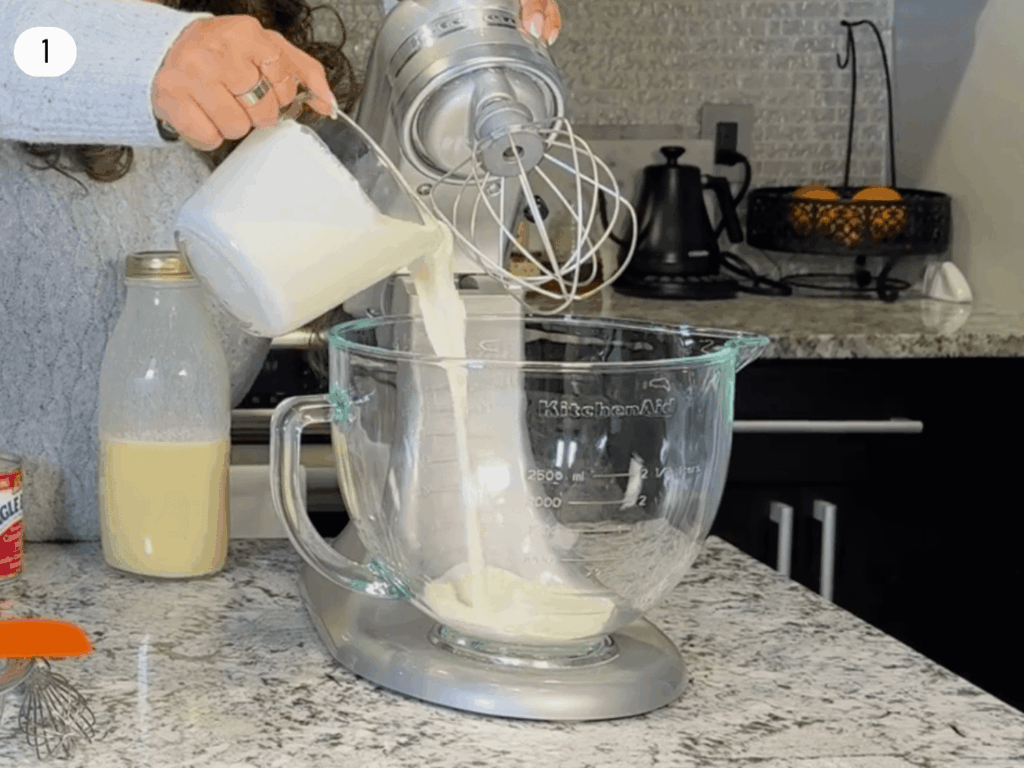 photo of whipping heavy cream to add air