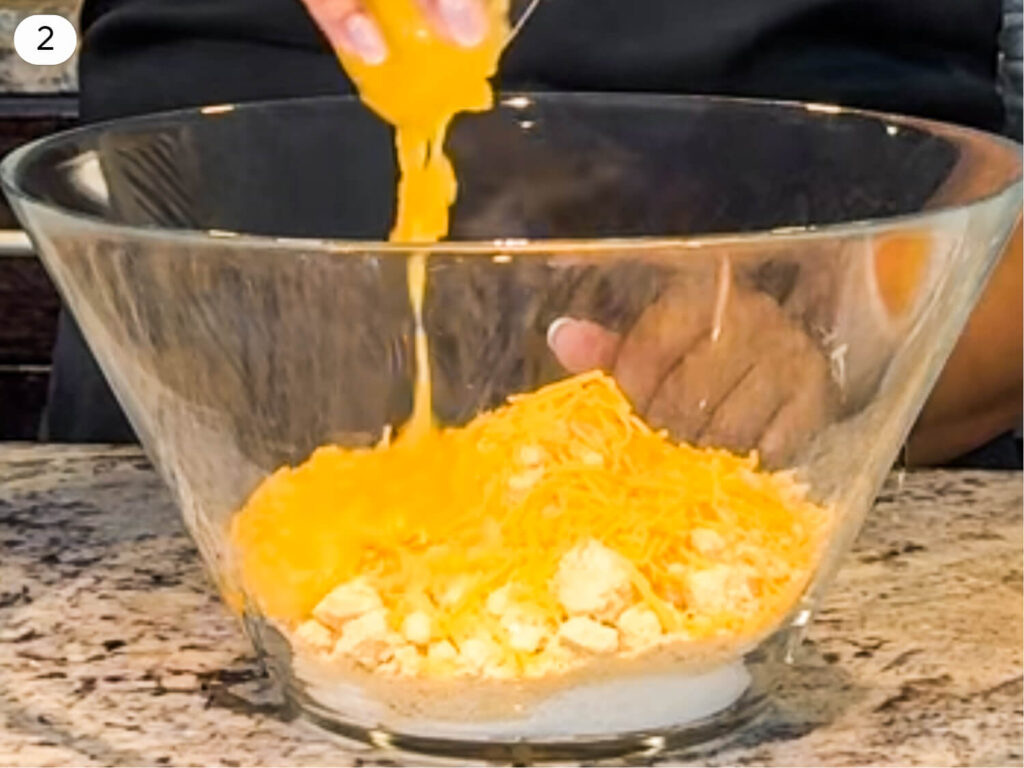 photo of Cornbread Muffins ingredients being added to a bowl
