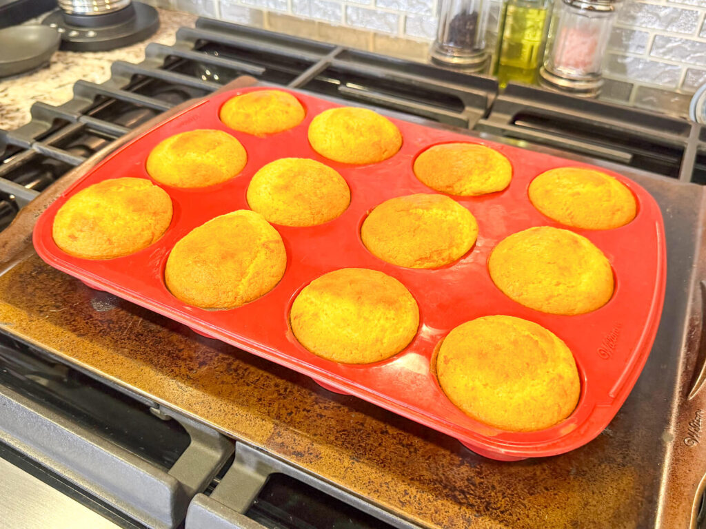 photo of Cornbread Muffins cooling on a rack