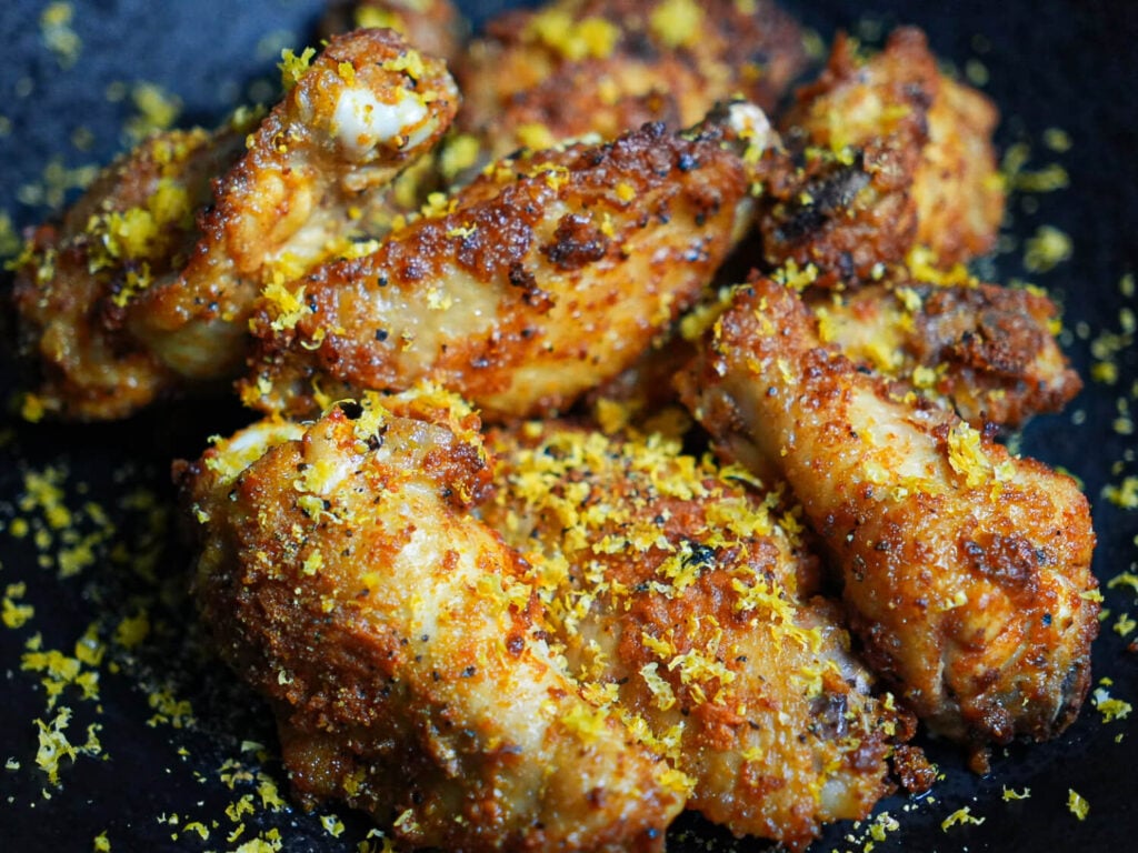Close Up Photo of Air Fryer Lemon Pepper Wings