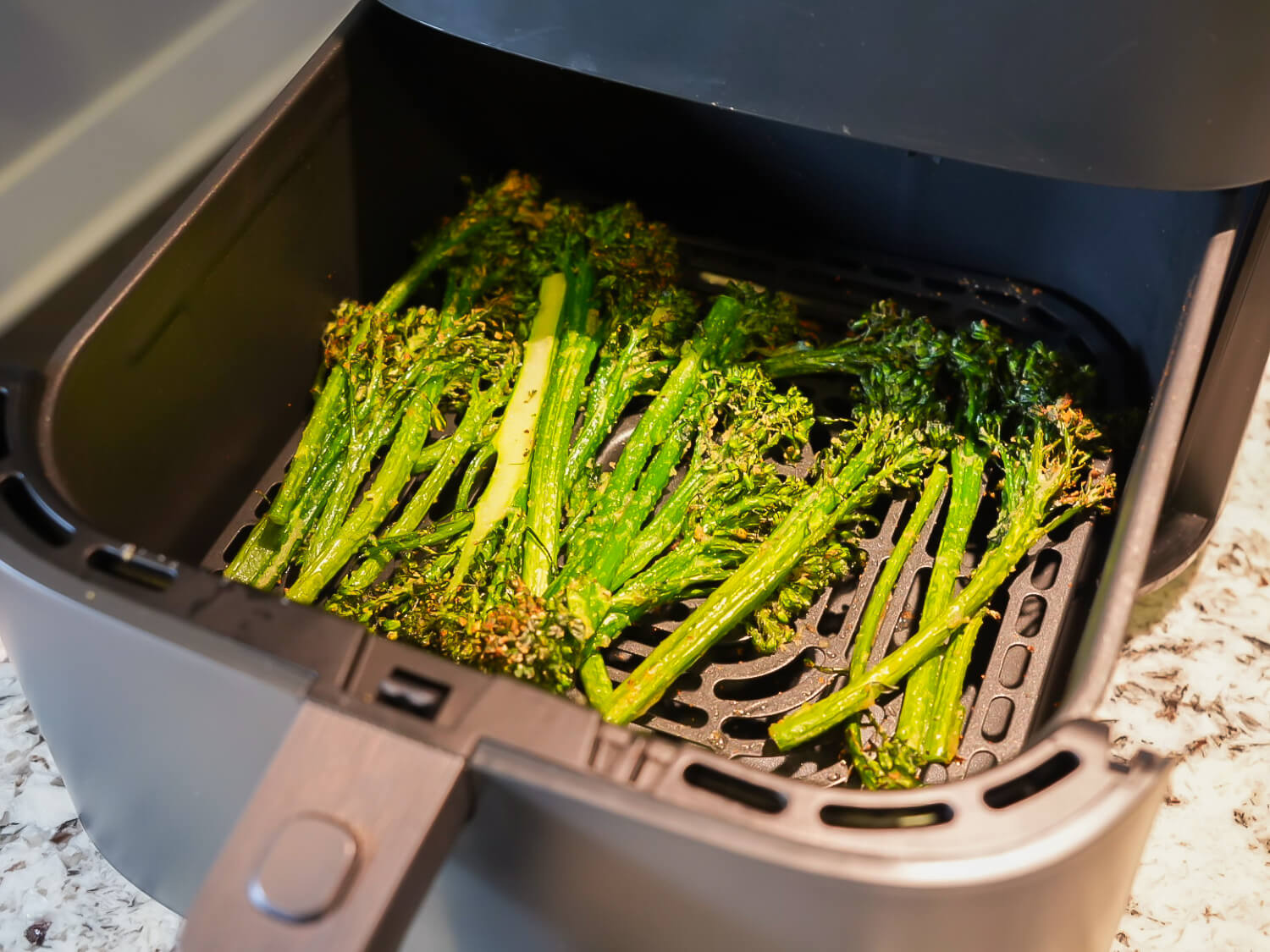 photo of Broccolini in an air fryer