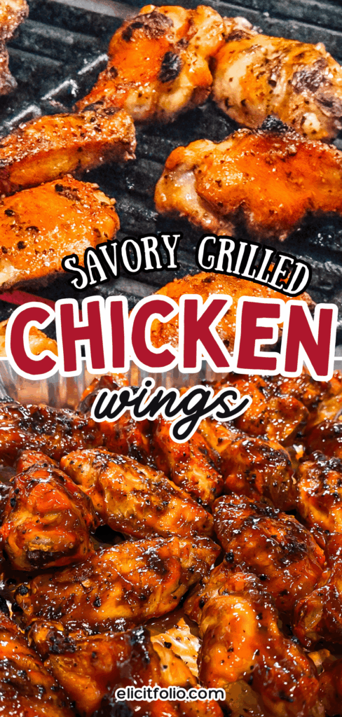 Pinterest Pin of Grilled Chicken Wings