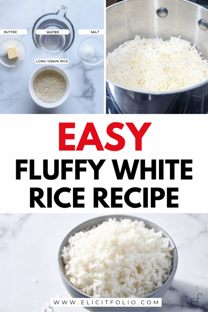Pinterest Pin for how to make the easiest white rice recipe