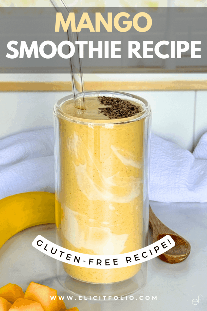Pinterest pin for the mango smoothie