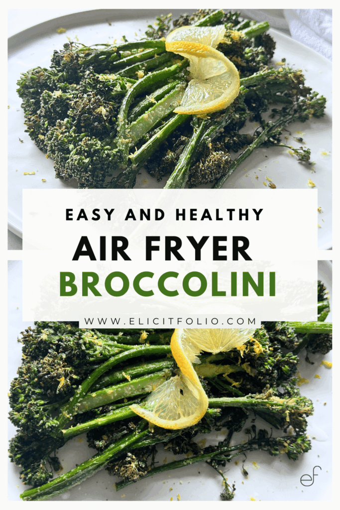 Pinterest Pin of air fryer Broccolini